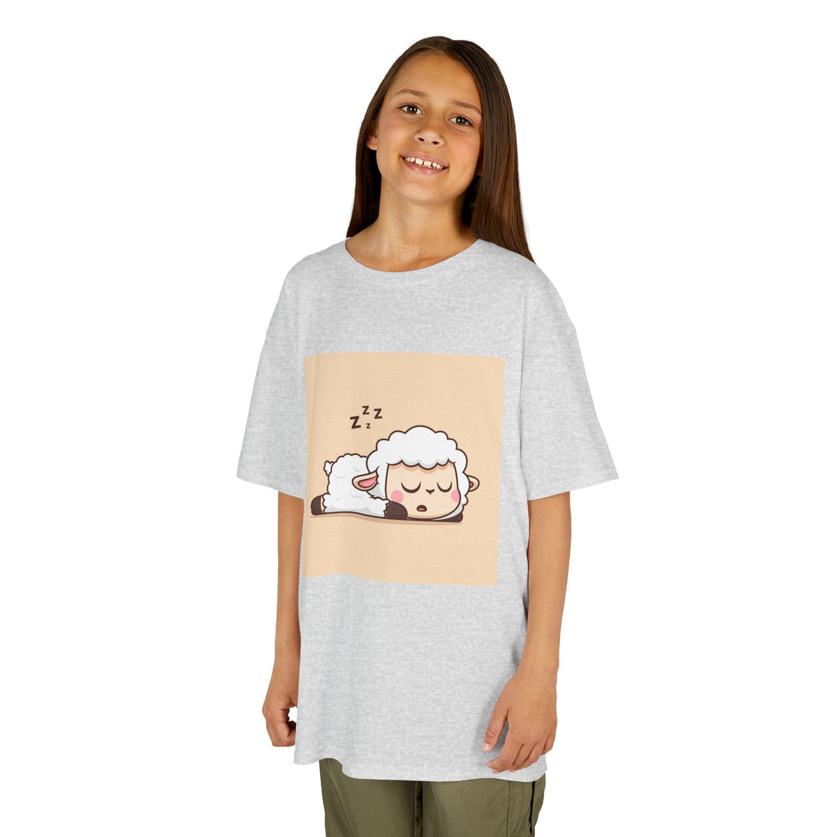 Sleeping Sheep Print Kids Heavy Cotton T-Shirt