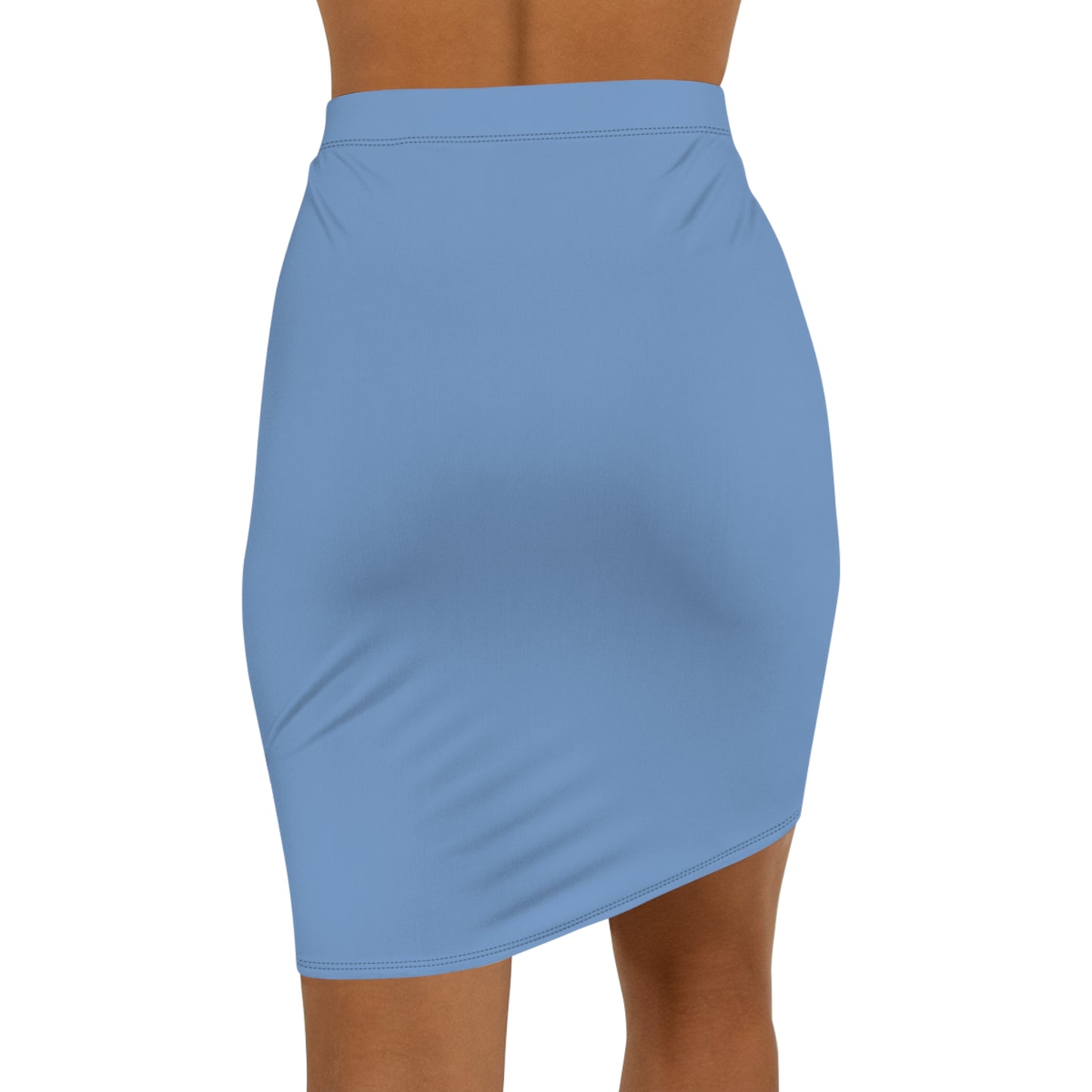 Women Mid-Waist Pencil Skirt - Blue