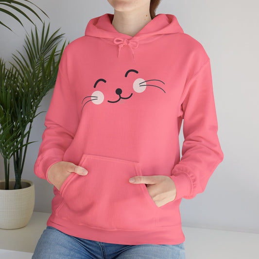 Pink Cozy Unisex Hoodie with Adorable Face Print
