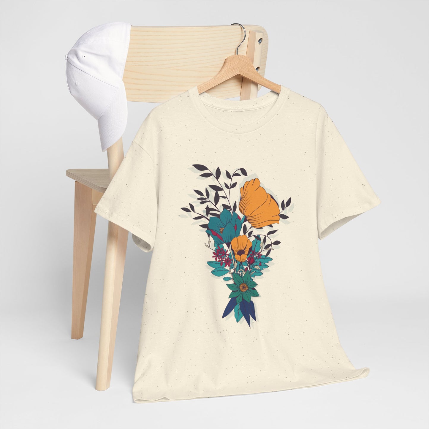 Women’s Heavy Cotton Graphic Tee Stylish Flower Print
