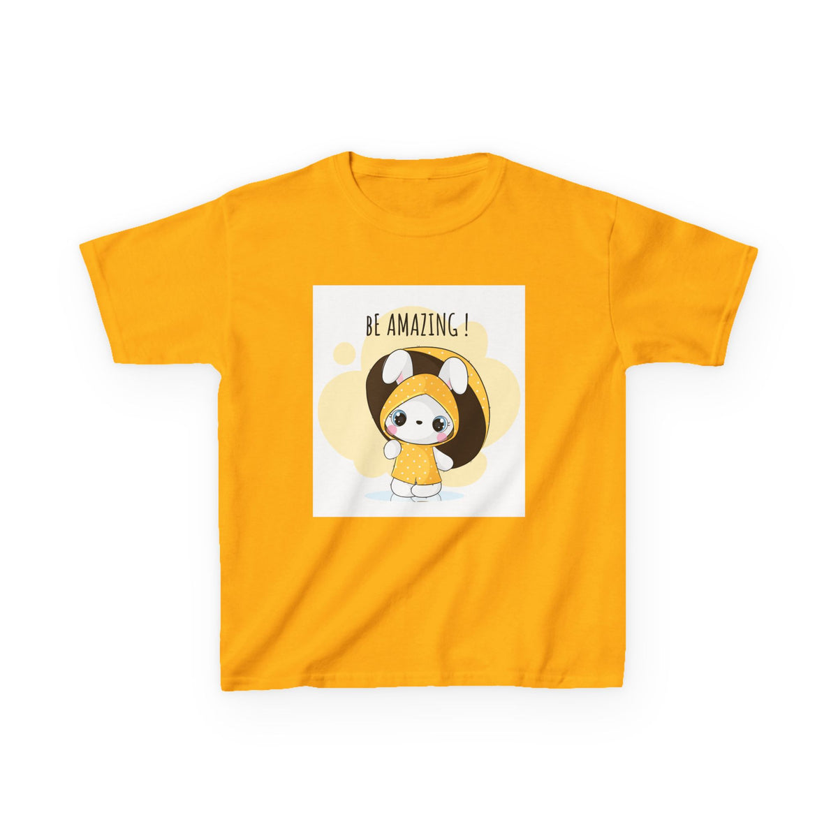 Yellow Kids Heavy Cotton t-shirt with a Cartoon Character