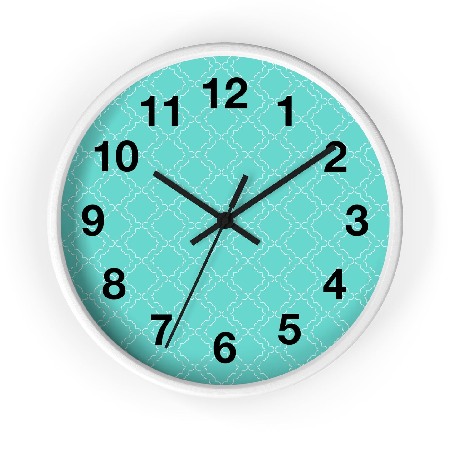 Wall Clock with Turquoise Face and Black Frame