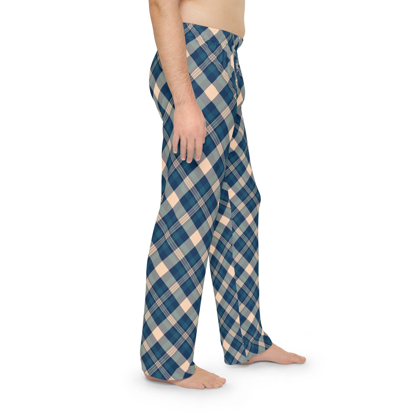 Blue Beige Plaid Pajama Pants