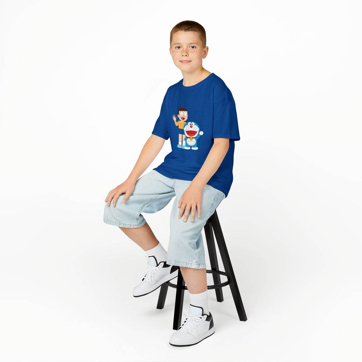 Kids Heavy Cotton Teal T-Shirt with a Graphic Design
