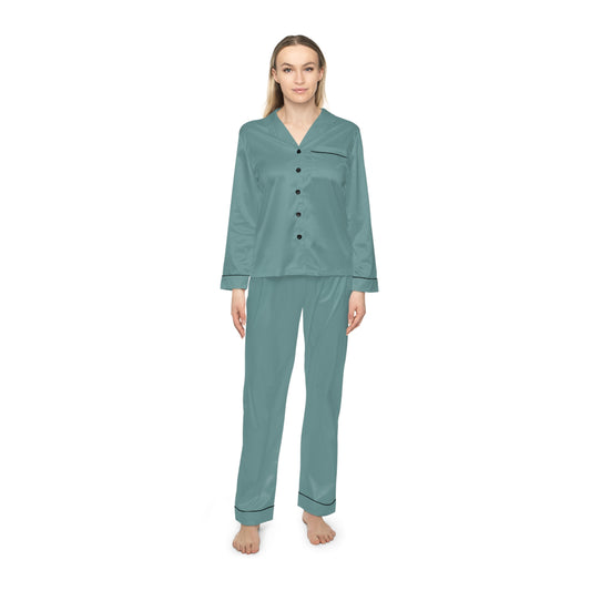 Teal Women’s Satin Pajama Set for Cozy Nightwear