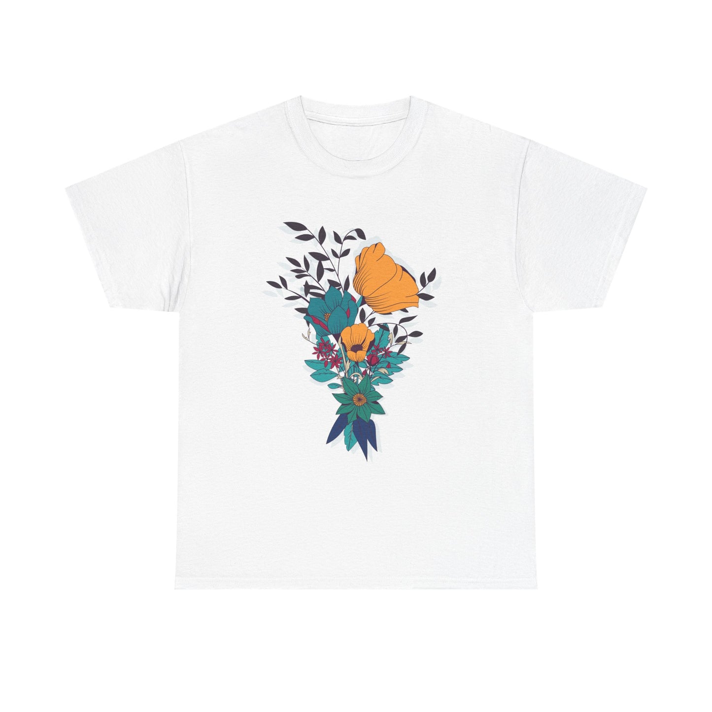 Women’s Heavy Cotton Graphic Tee Stylish Flower Print