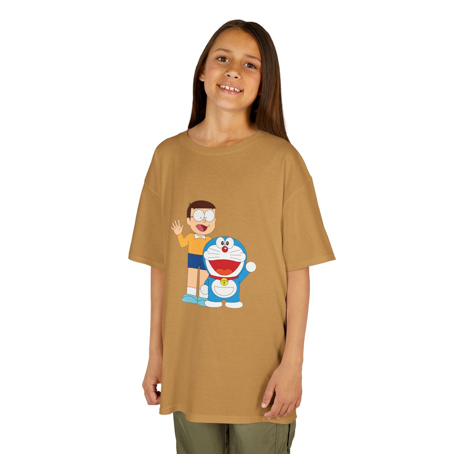 Kids Heavy Cotton Teal T-Shirt with a Graphic Design