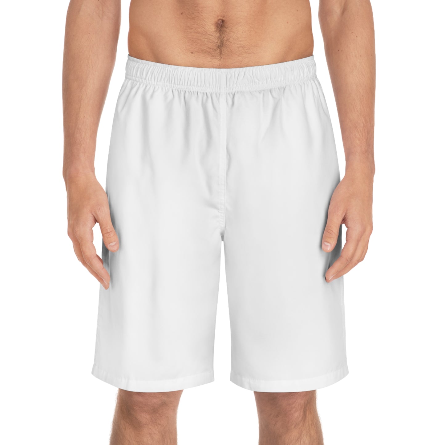 White Men’s All-Over Print Board Shorts for Summer Wear
