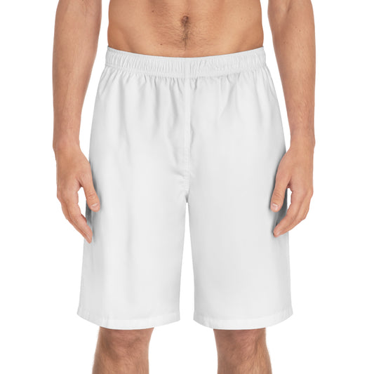 White Men’s All-Over Print Board Shorts for Summer Wear