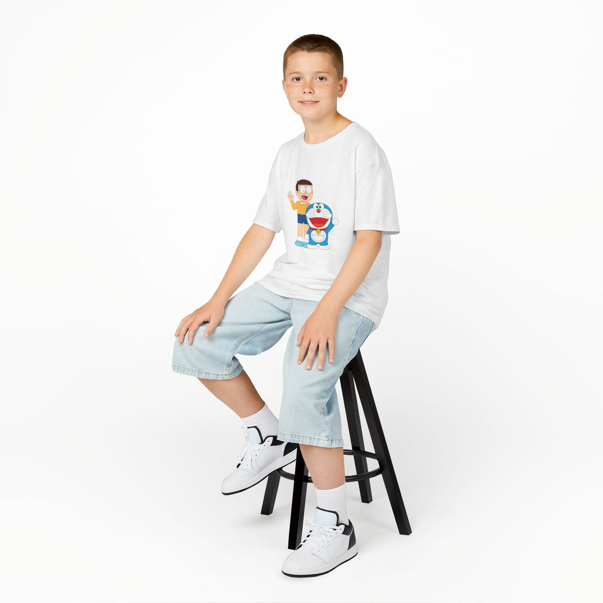 Kids Heavy Cotton Teal T-Shirt with a Graphic Design