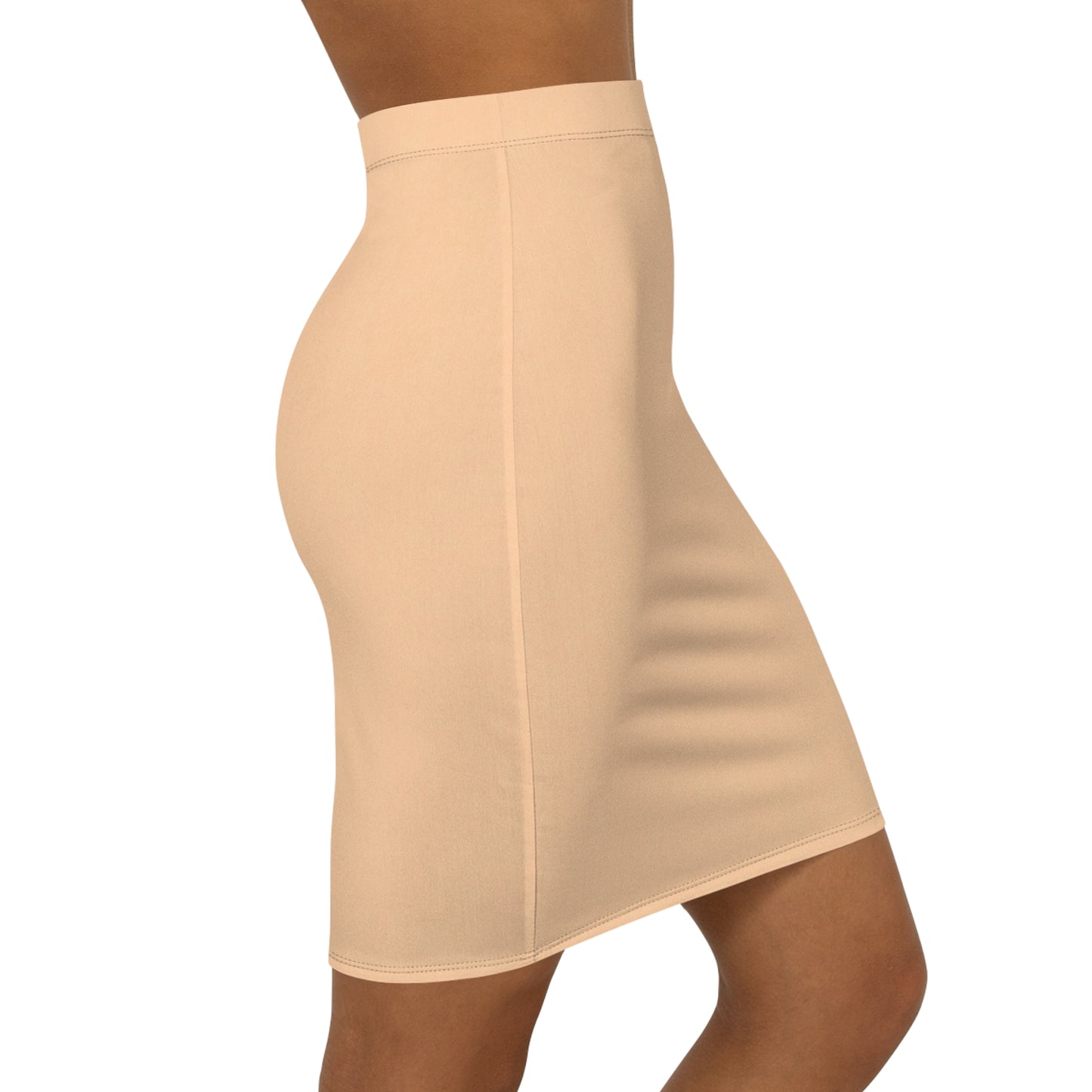 Beige shapewear skirt worn by a person on a white background
