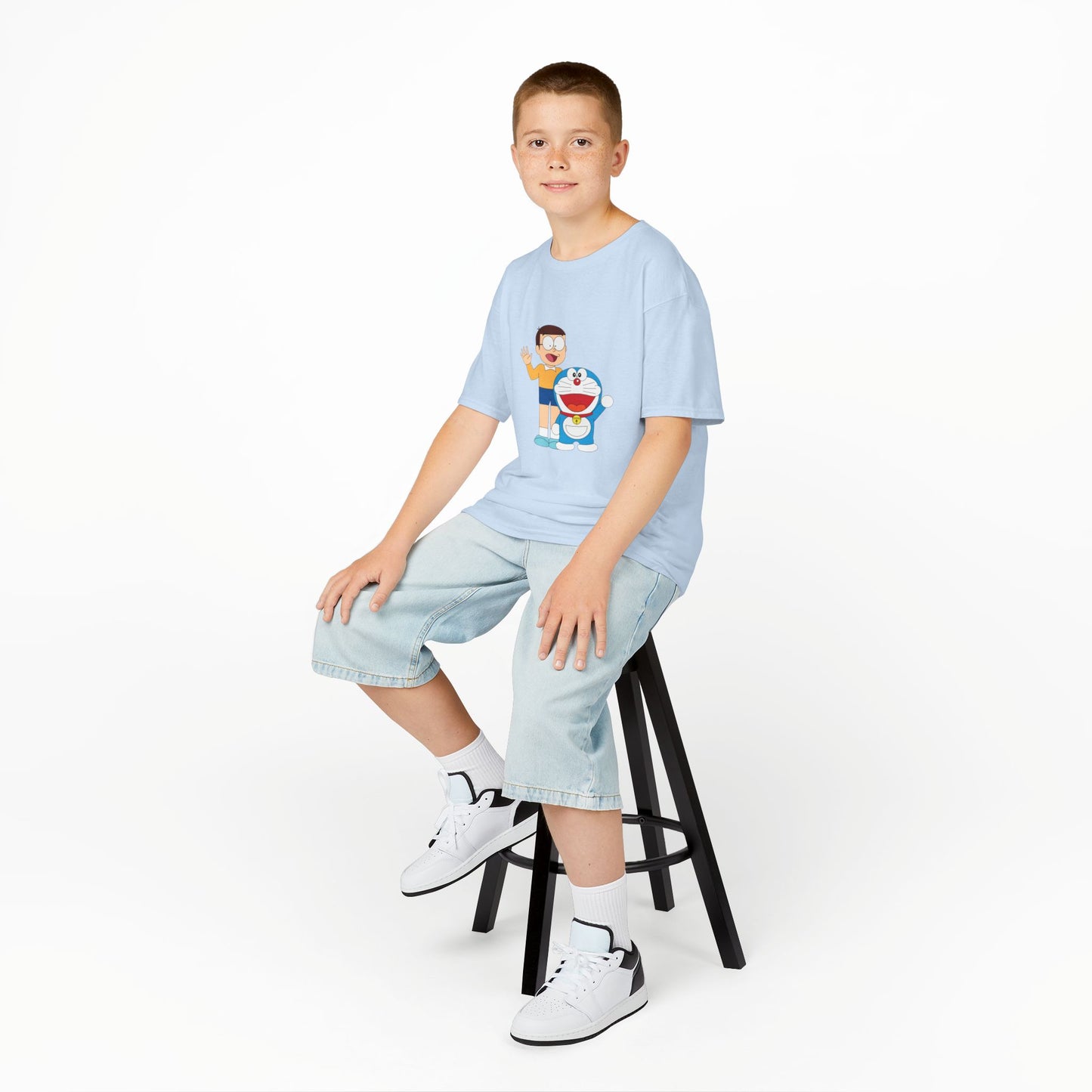 Kids Heavy Cotton Teal T-Shirt with a Graphic Design