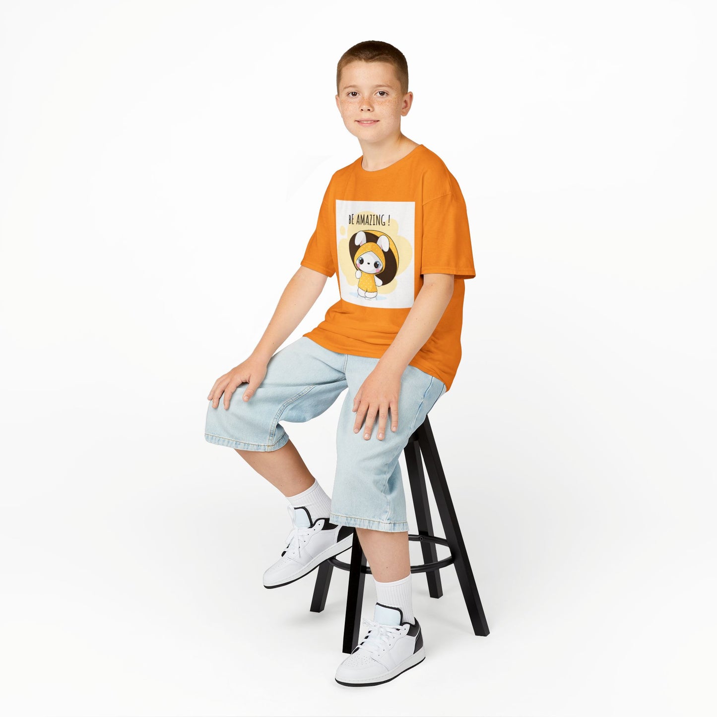 Yellow Kids Heavy Cotton t-shirt with a Cartoon Character