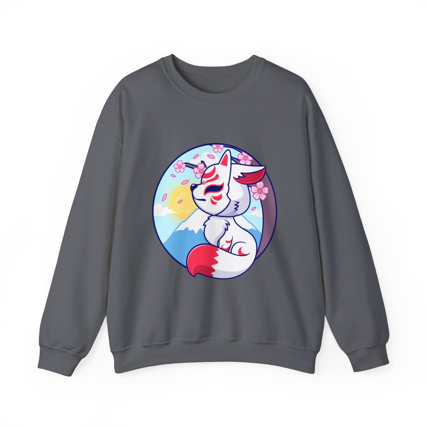 Kitsune Fox Mask Graphic Unisex Crewneck Sweatshirt