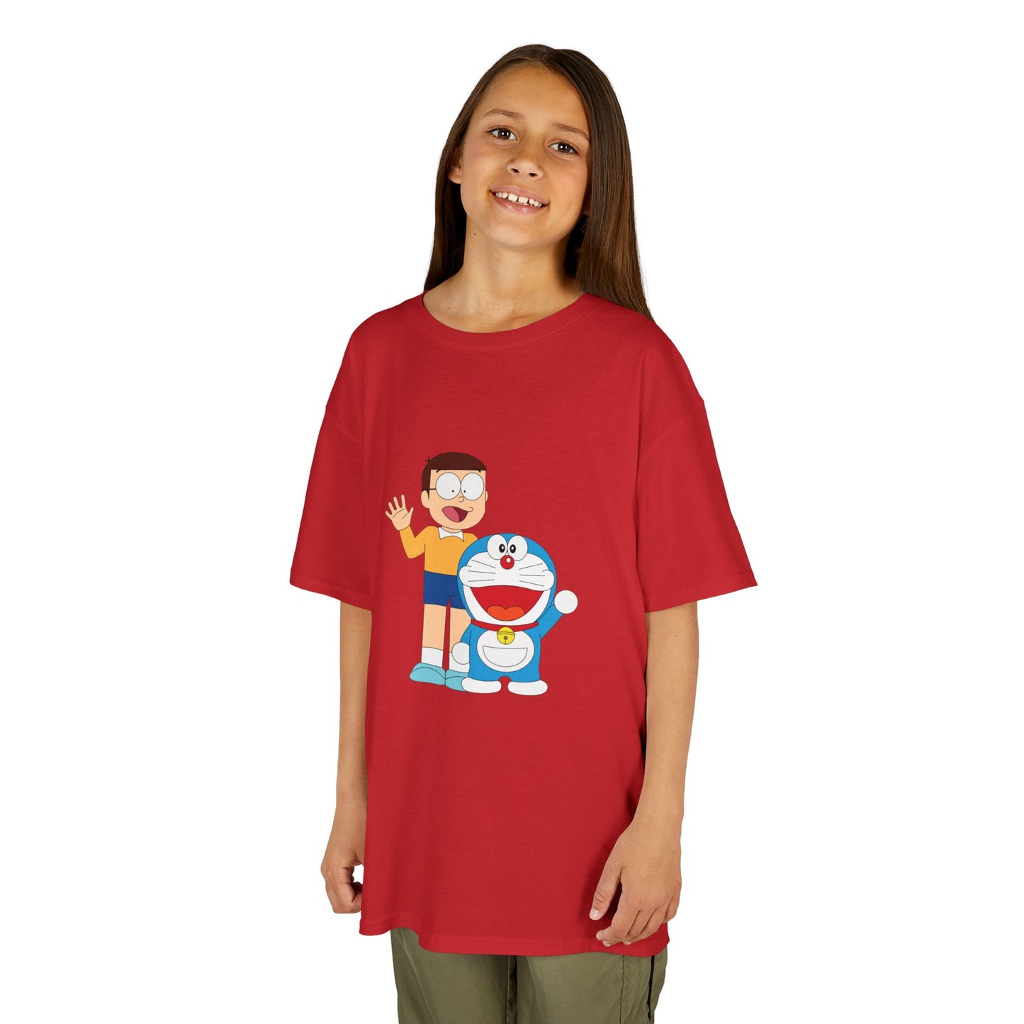 Kids Heavy Cotton Teal T-Shirt with a Graphic Design