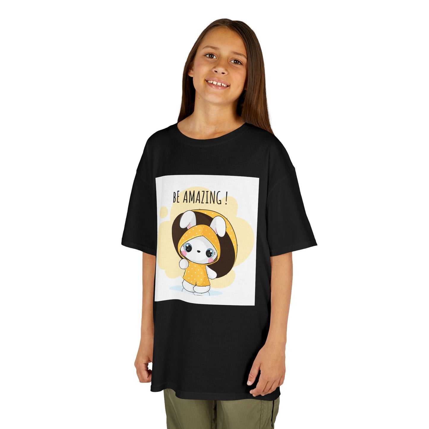 Yellow Kids Heavy Cotton t-shirt with a Cartoon Character