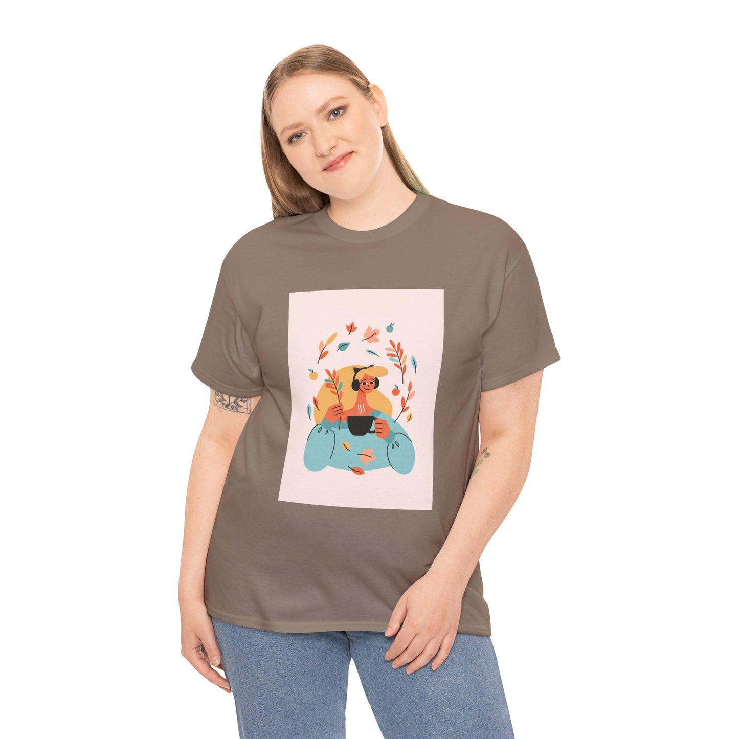 Unisex Cozy Bear Illustration Heavy Cotton T-Shirt