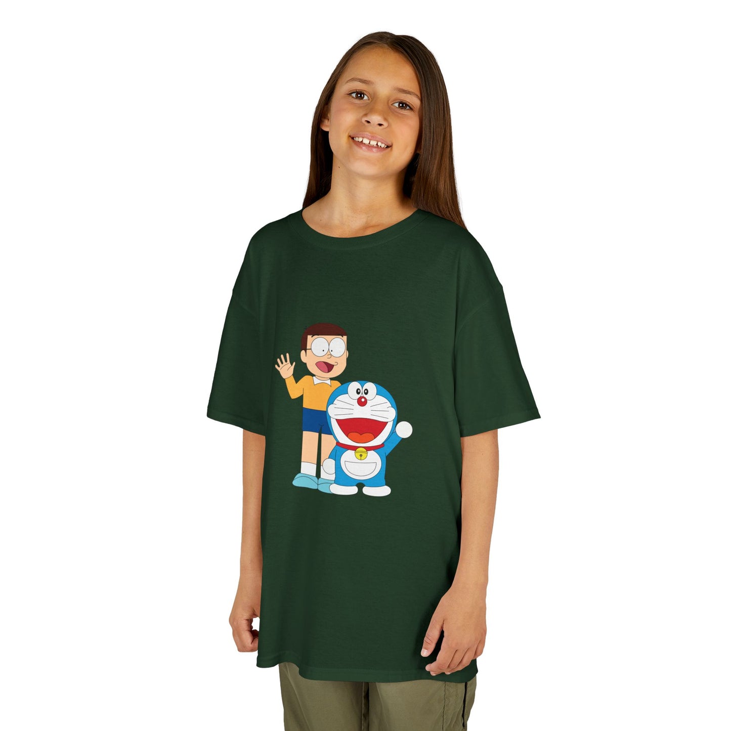 Kids Heavy Cotton Teal T-Shirt with a Graphic Design