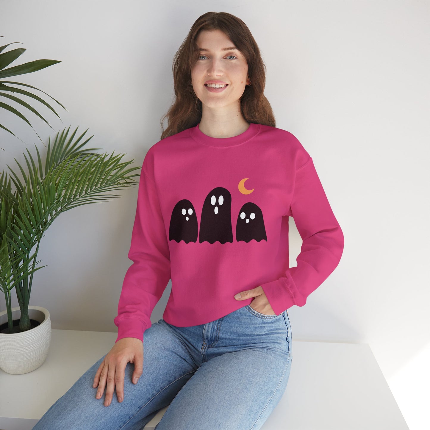 Kawaii Ghost Halloween Unisex Crewneck Sweatshirt