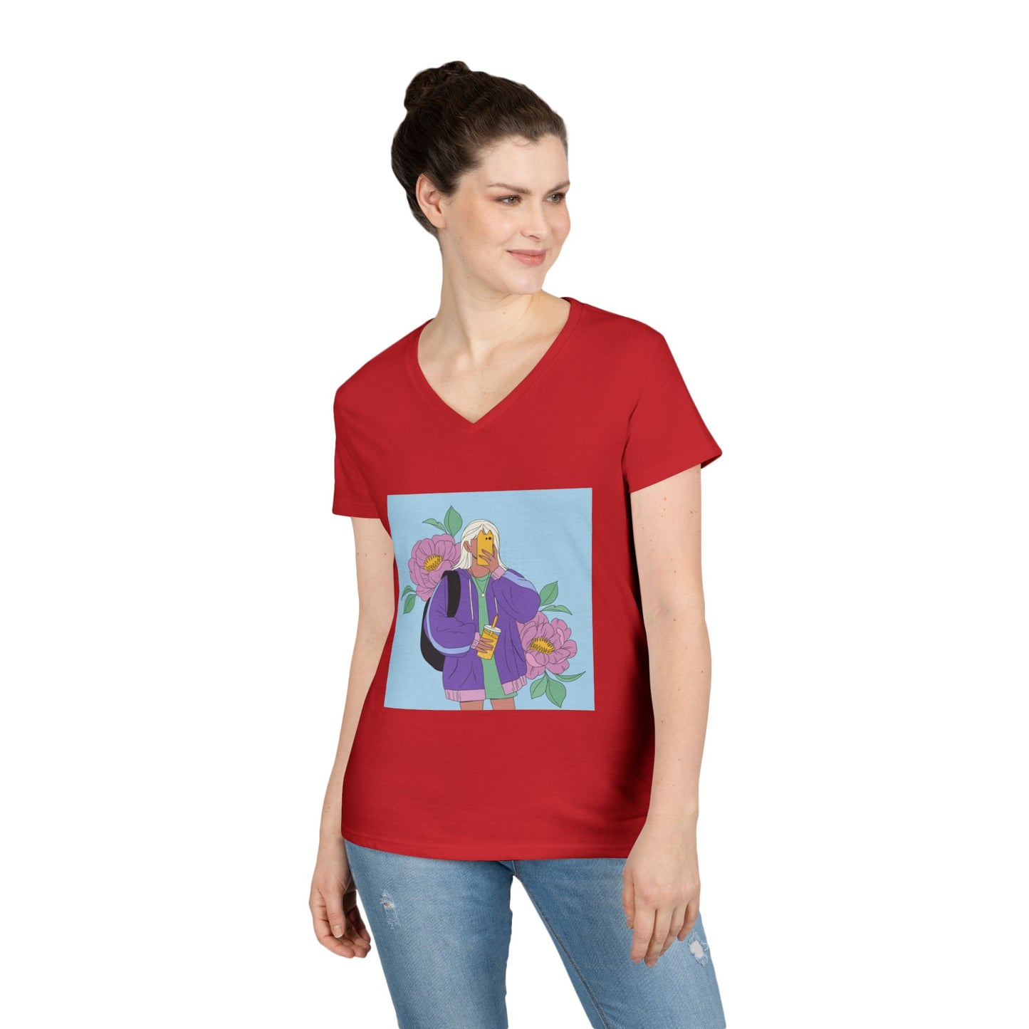 Women Stylish V-Neck T-Shirt