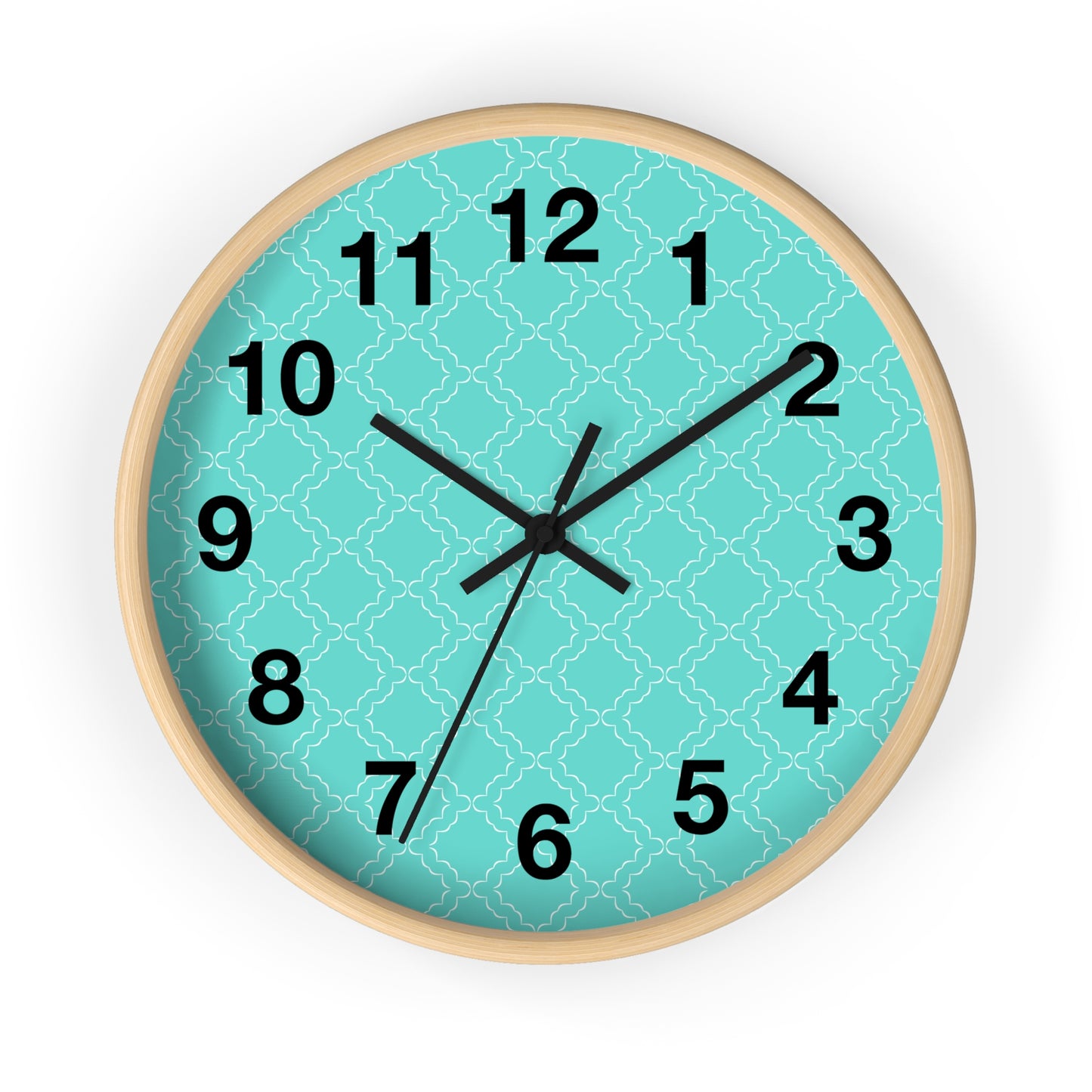 Wall Clock with Turquoise Face and Black Frame