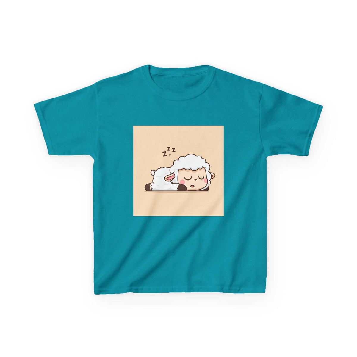 Sleeping Sheep Print Kids Heavy Cotton T-Shirt