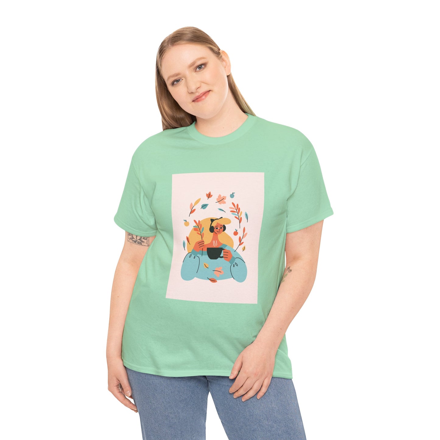 Unisex Cozy Bear Illustration Heavy Cotton T-Shirt