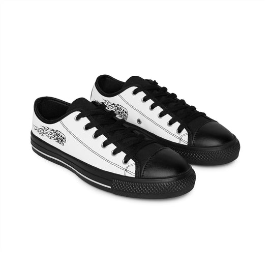 Women's Flame Graphic Sneakers – Black and White Streetwear Shoes