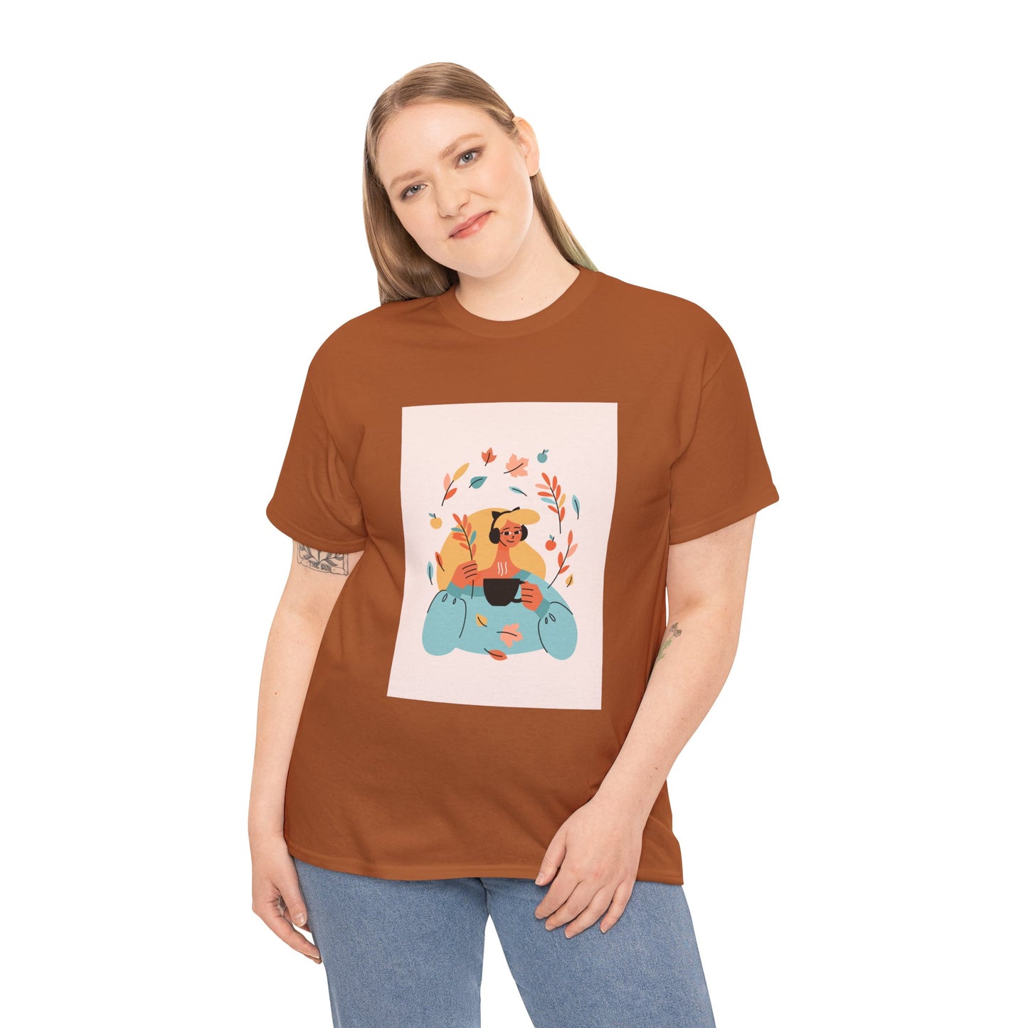 Unisex Cozy Bear Illustration Heavy Cotton T-Shirt