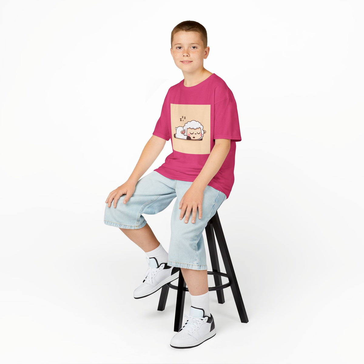 Sleeping Sheep Print Kids Heavy Cotton T-Shirt