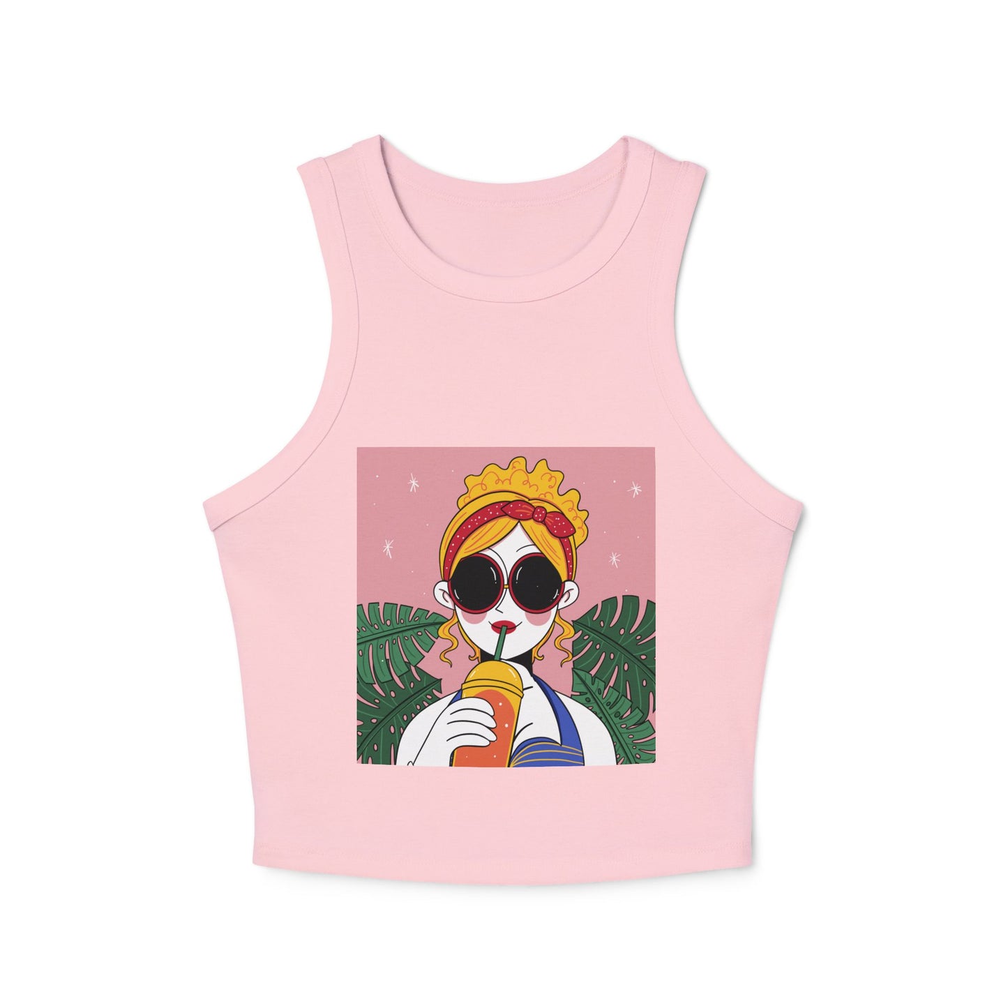 Women’s Chic Racer Tank Top – Casual Summer Crop Top