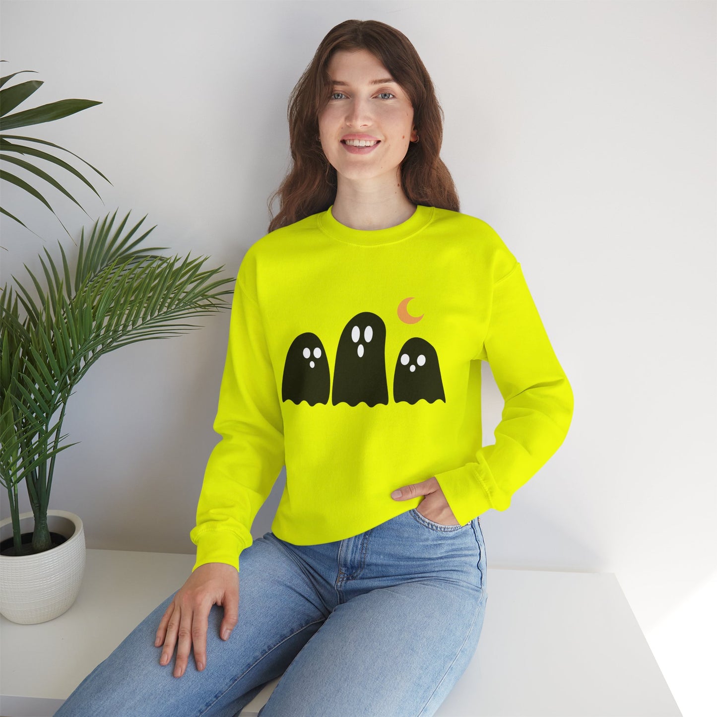 Kawaii Ghost Halloween Unisex Crewneck Sweatshirt