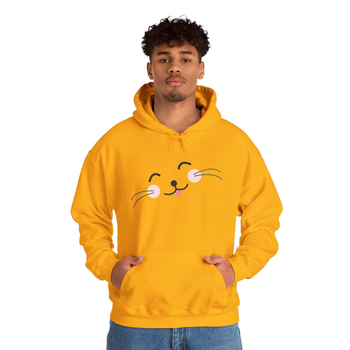 Pink Cozy Unisex Hoodie with Adorable Face Print