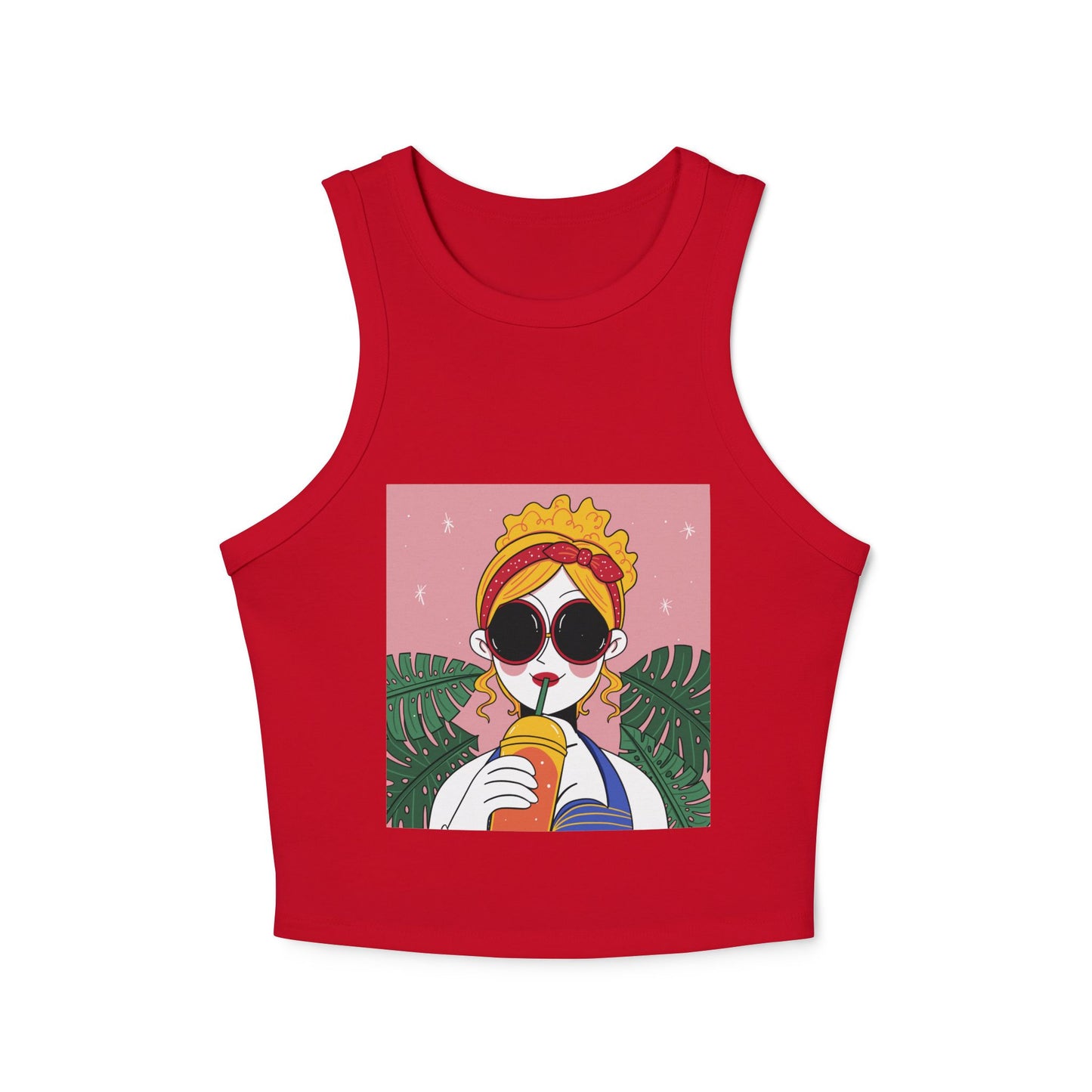 Women’s Chic Racer Tank Top – Casual Summer Crop Top