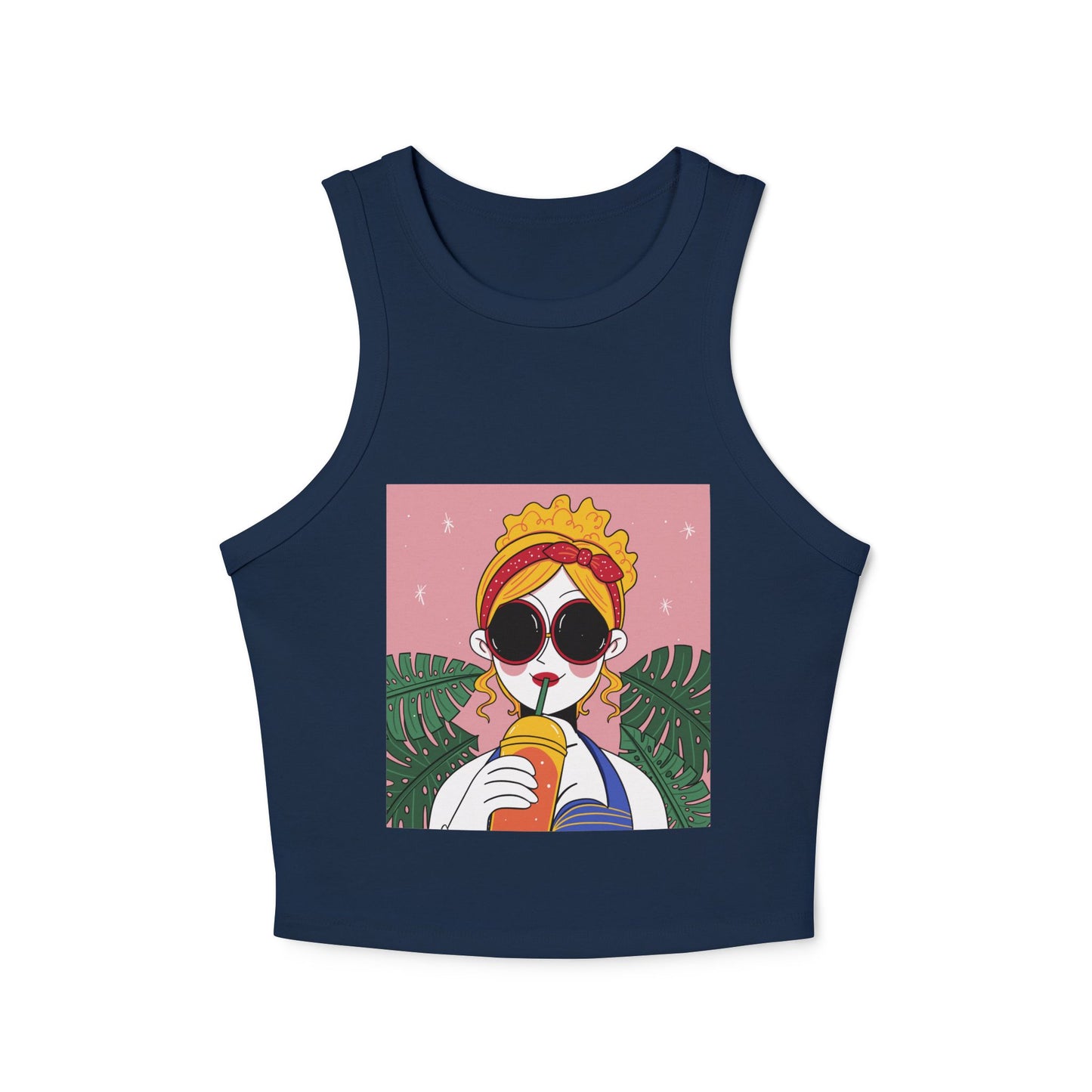 Women’s Chic Racer Tank Top – Casual Summer Crop Top
