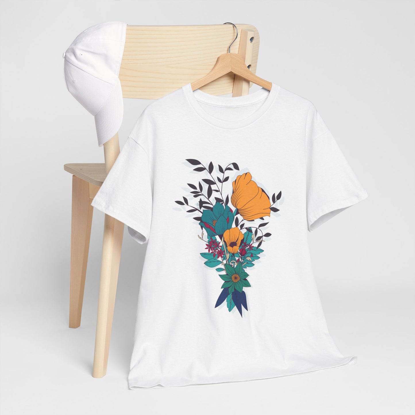 Women’s Heavy Cotton Graphic Tee Stylish Flower Print