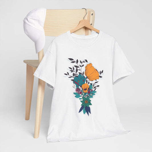 Women’s Heavy Cotton Graphic Tee Stylish Flower Print