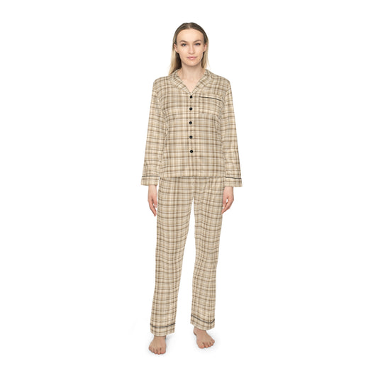 Plaid Women’s Satin Pajama Set for Cozy Nightwear
