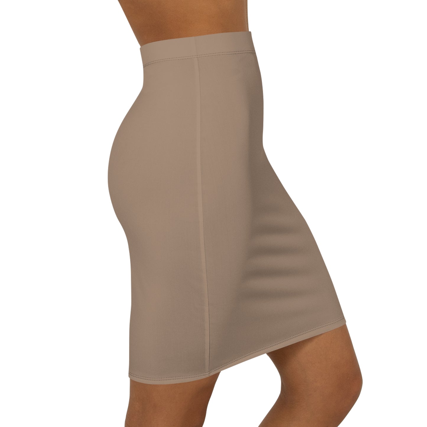 Beige Mid-Waist Pencil Skirt for Women