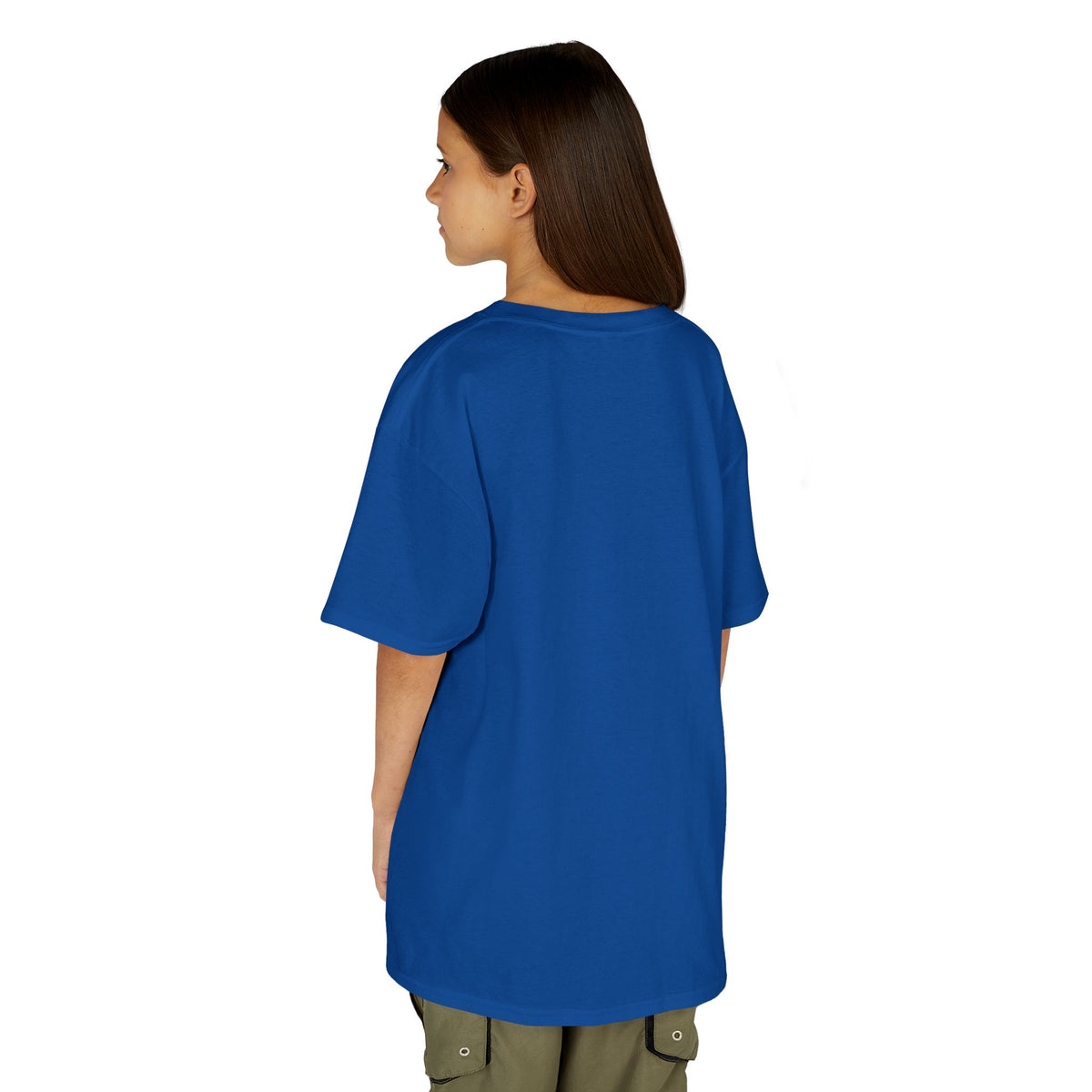 Kids Heavy Cotton Teal T-Shirt with a Graphic Design