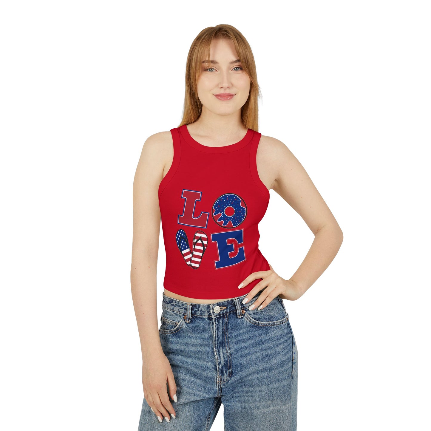 Women’s Racer Tank Top – Casual Summer Crop Top
