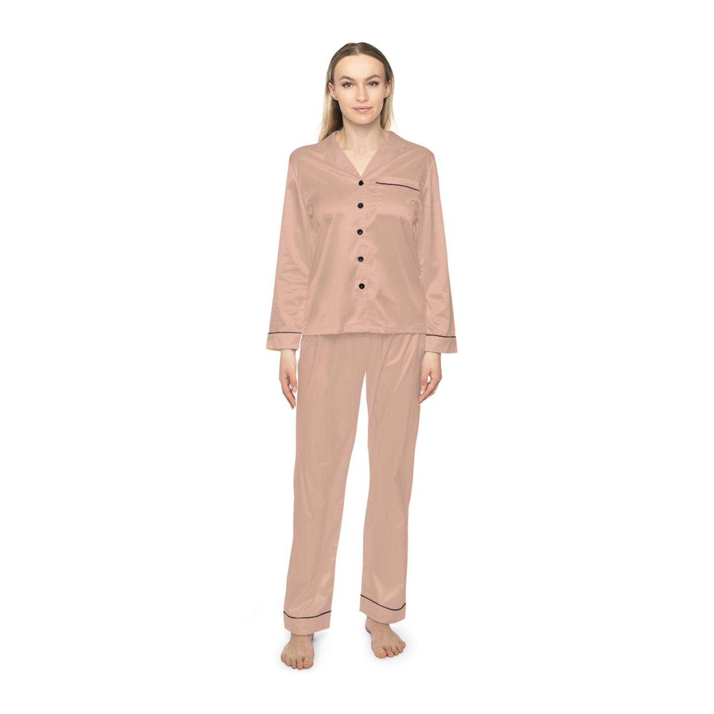 Beige Women’s Satin Pajama Set for Cozy Nightwear