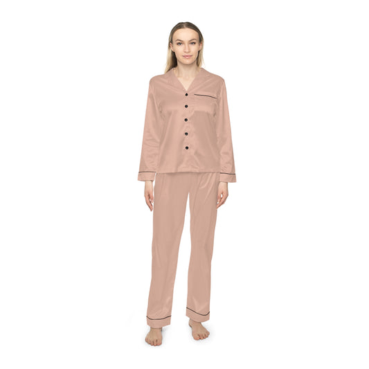 Beige Women’s Satin Pajama Set for Cozy Nightwear