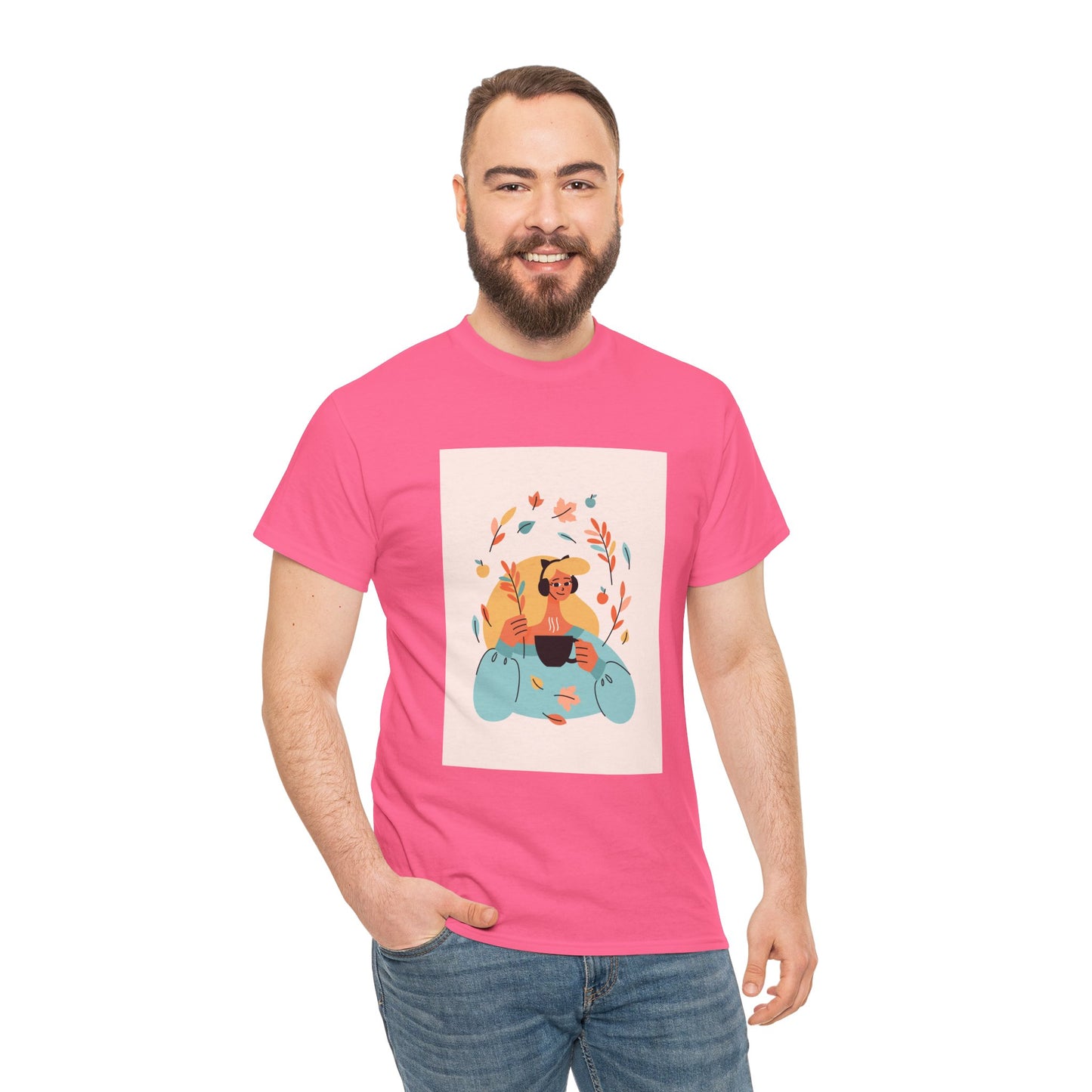 Unisex Cozy Bear Illustration Heavy Cotton T-Shirt