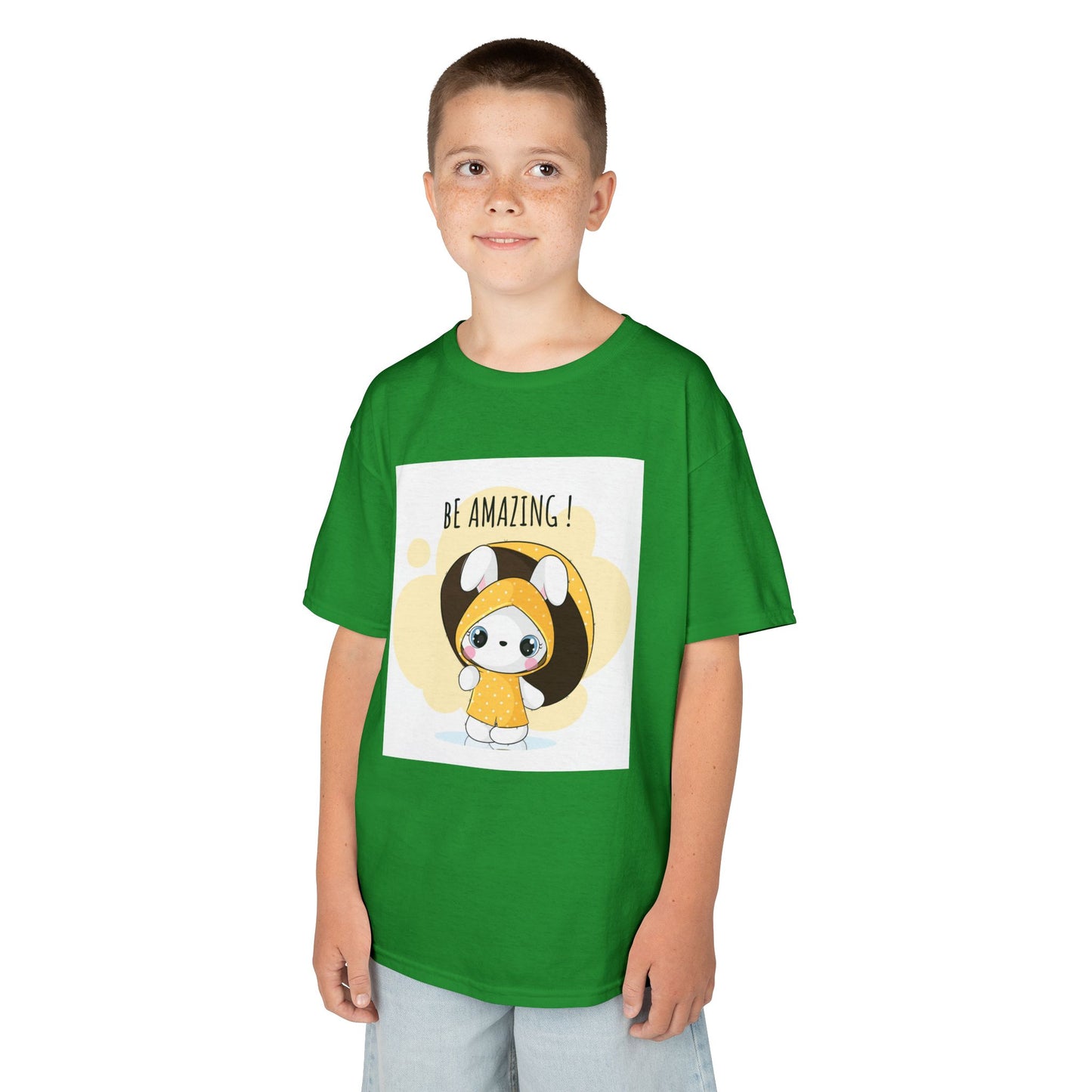 Yellow Kids Heavy Cotton t-shirt with a Cartoon Character