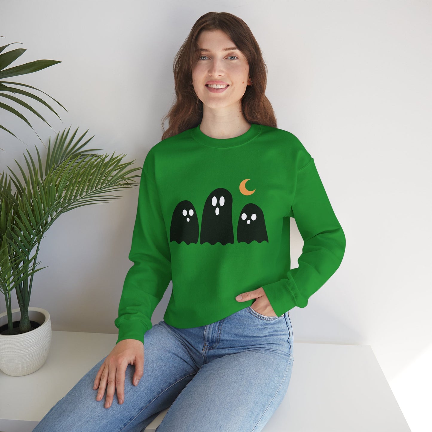 Kawaii Ghost Halloween Unisex Crewneck Sweatshirt
