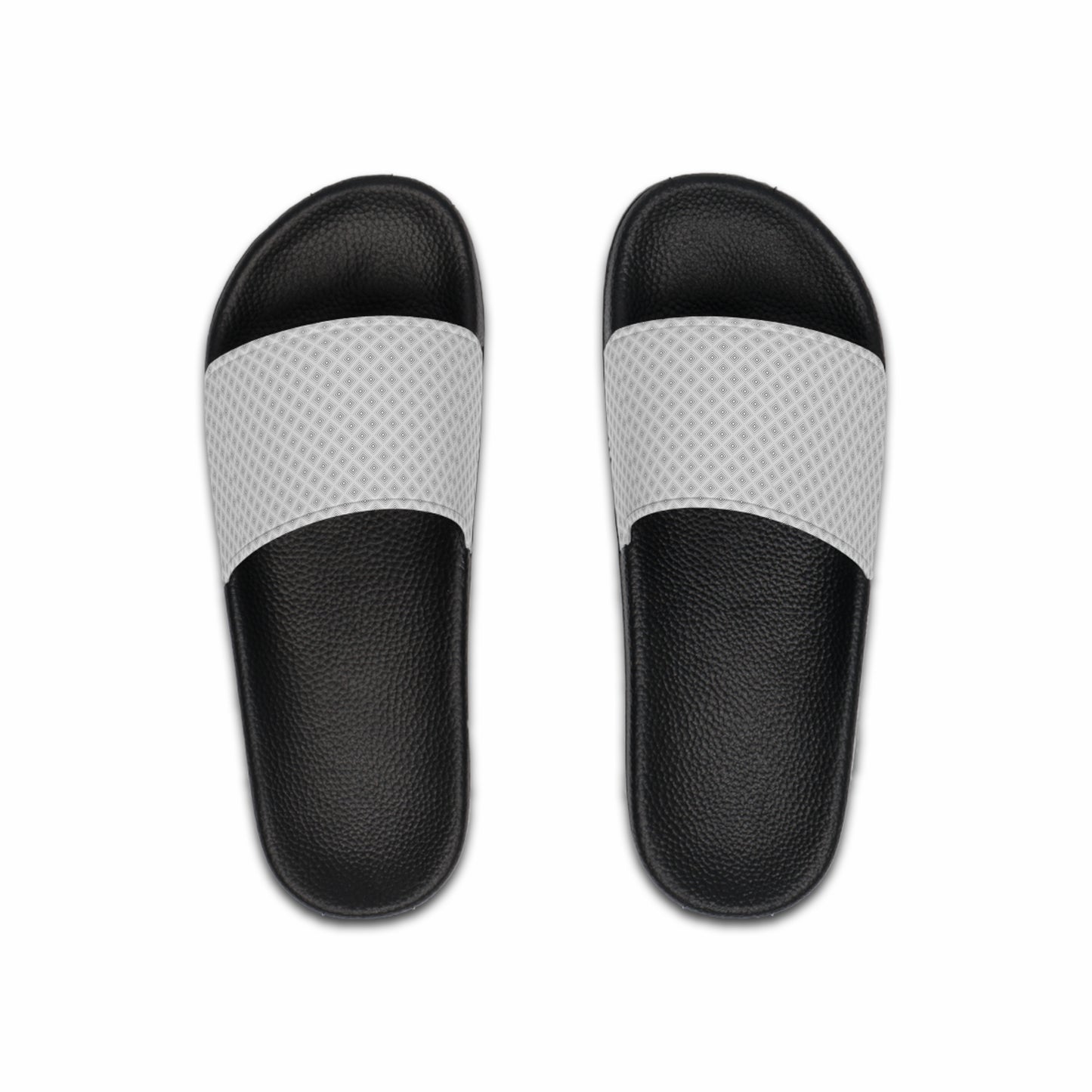 Women's Minimalist White Strap Slide Sandals with Black Textured Sole