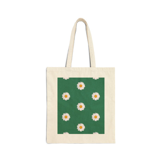Vintage Style Daisy Tote Bag Reusable Cotton Carryall