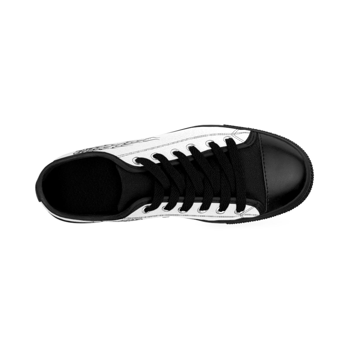 unisex Flame Graphic Sneakers – Black and White Streetwear Shoes