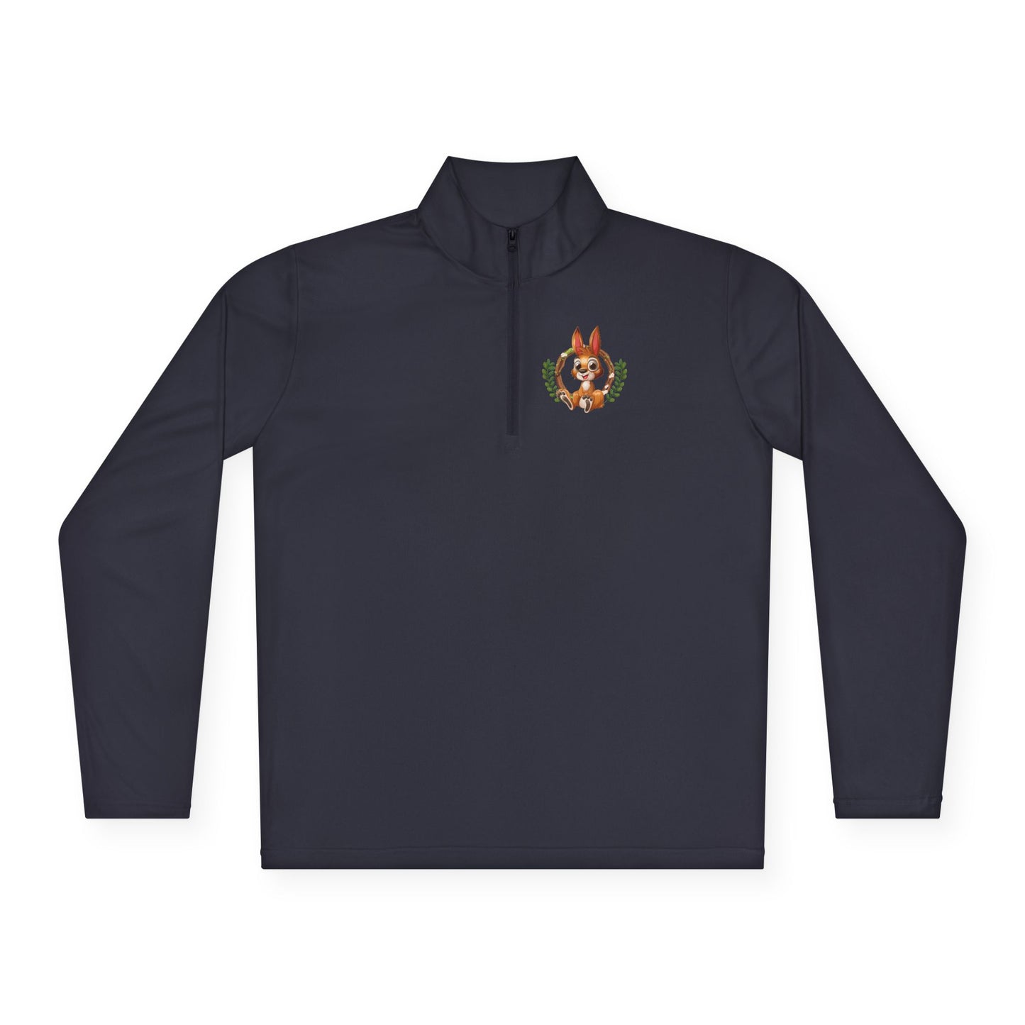 Classic Black Unisex Quarter-Zip Pullover with Crest Detail